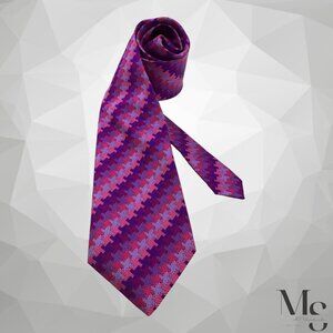 TURNBULL & ASSER Purple Puppytooth Silk Tie Made In England W: 3.5" EX COND